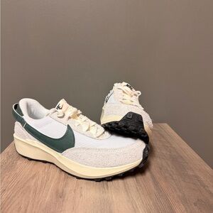 Nike Waffle Cream and Dark Green Sneakers